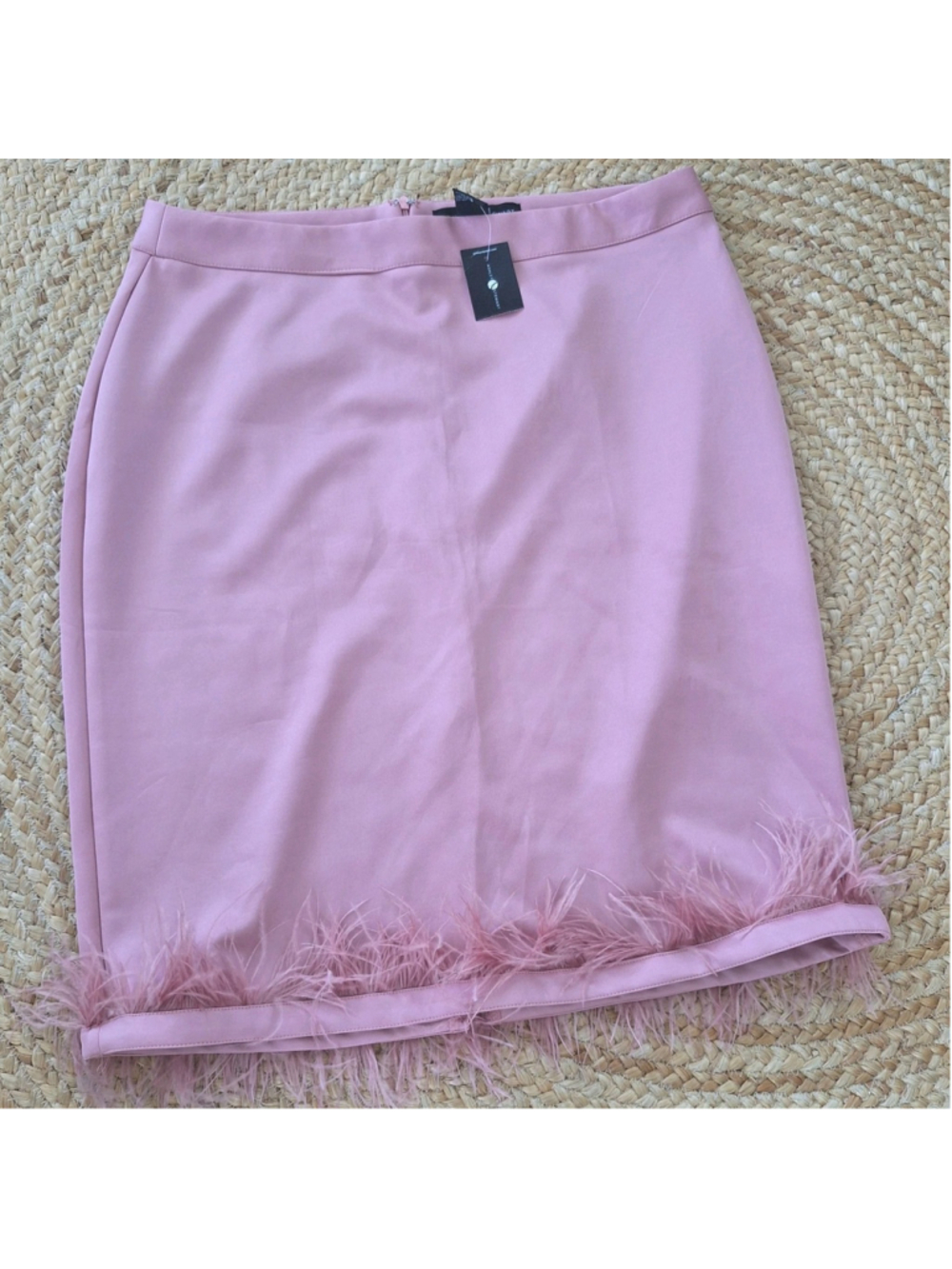 NWT Ashley Stewart Rose Pink Pencil Skirt Size 18/20 Feather Accent Party Office